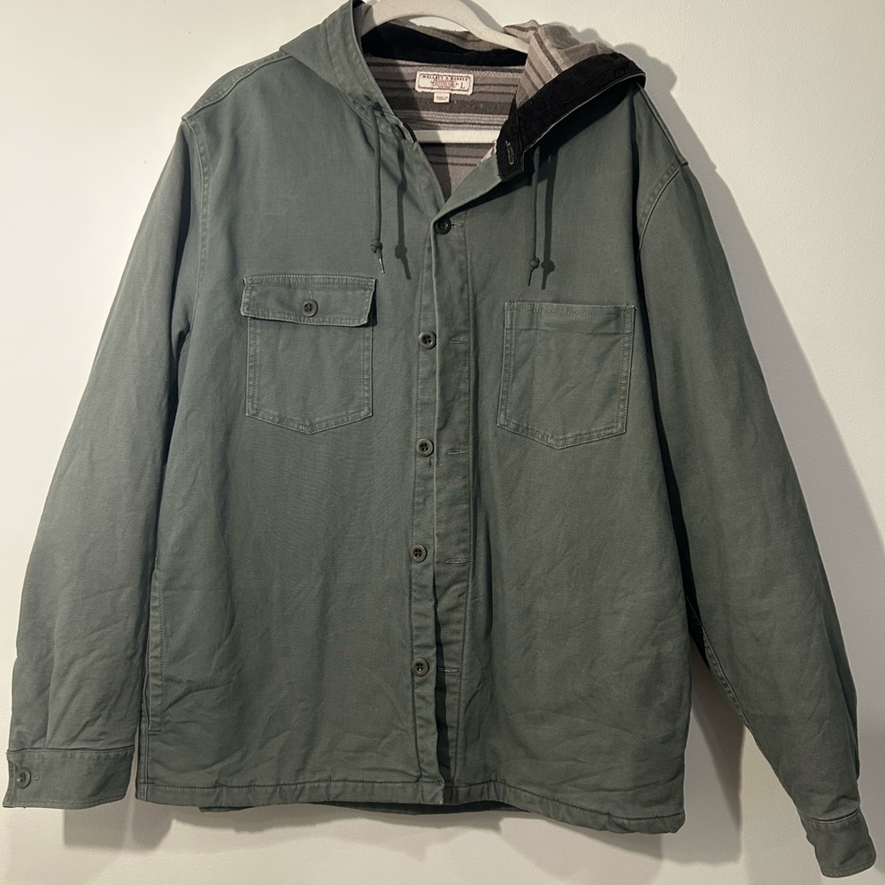 Wallace & Barnes fleece-lined hooded canvas work-shirt